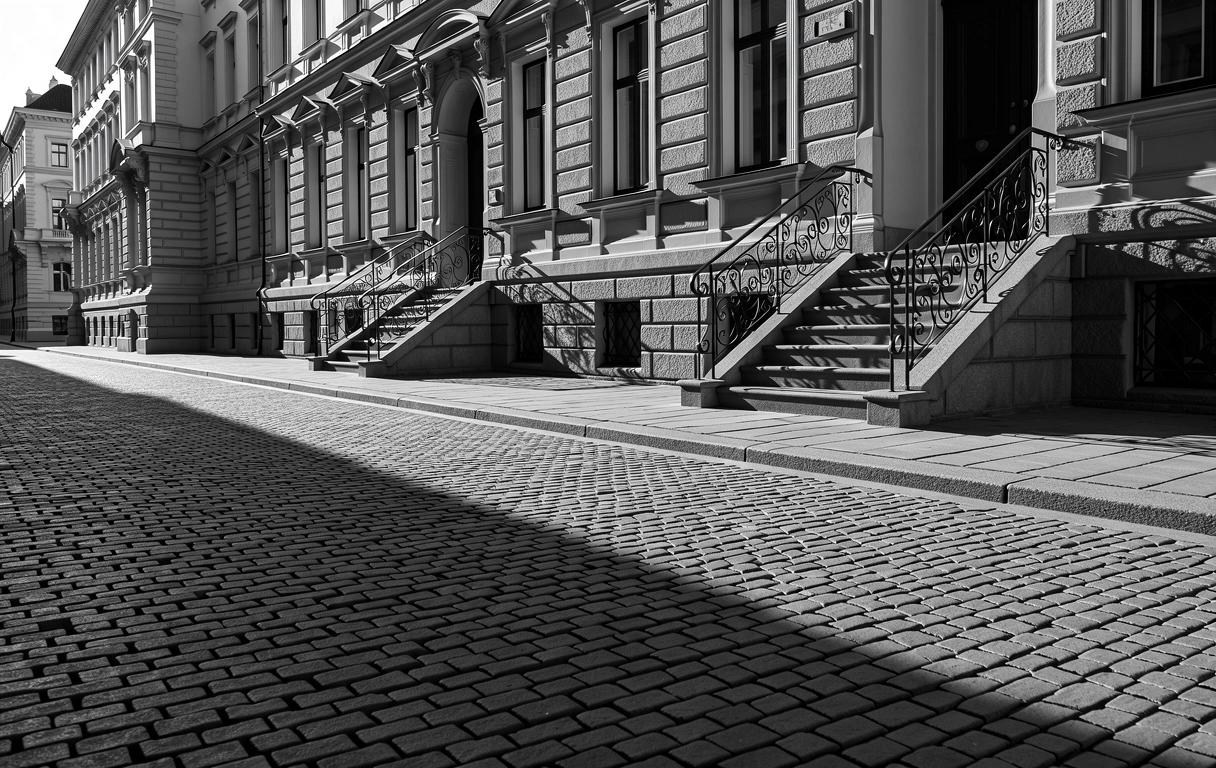 Morning shadows in District V, Budapest
